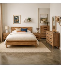 Toffee Bedroom Suite – 5 Piece Set with Dresser & Tallboy in Oak Finish Toffee Bedroom Suite – 5 Piece Set with Dresser & Tallboy in Oak Finish